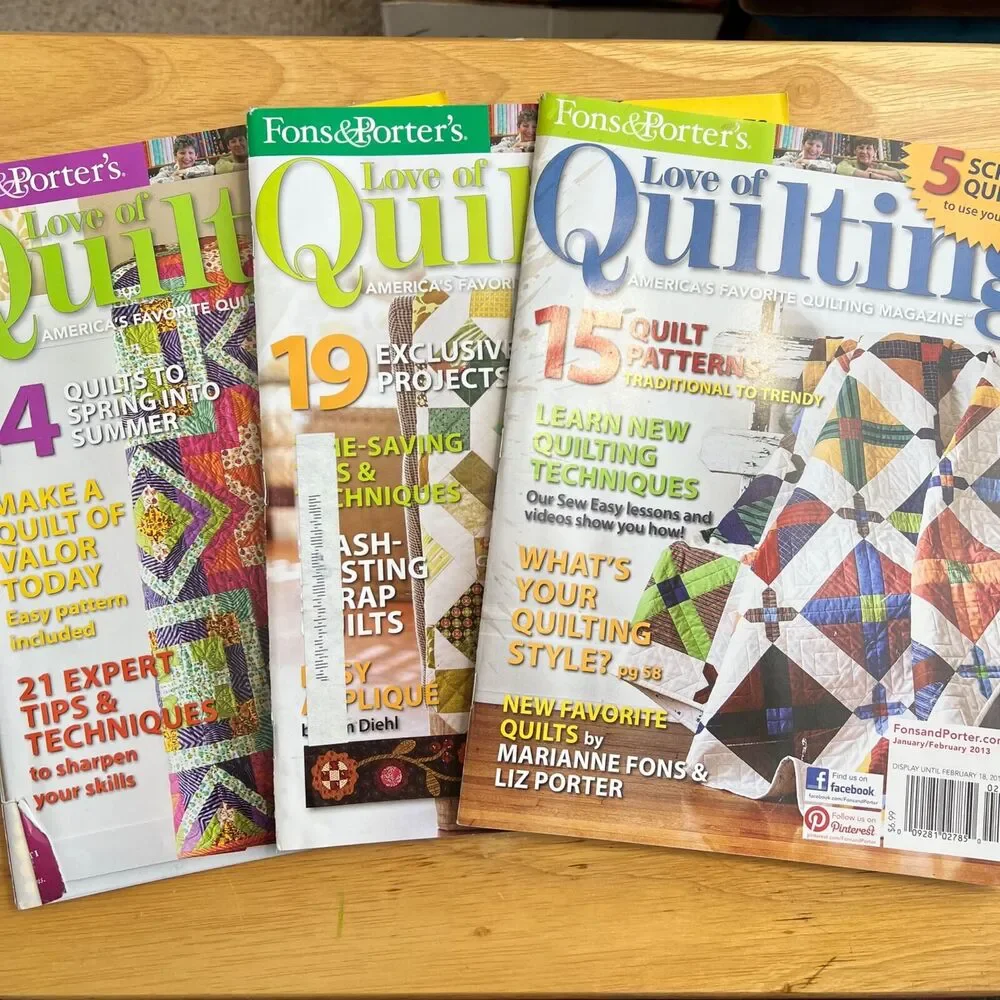 Magazine Lot Fons and Porters Love of Quilting From 2013 Set of 3